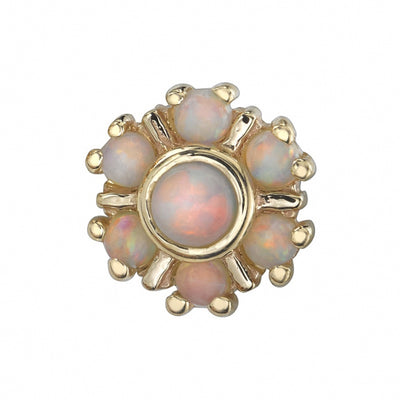 "Cabochon Toltec" Threaded End in Gold with Genuine White Opals