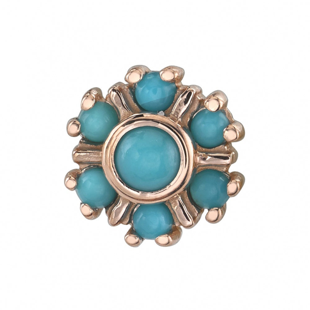 "Cabochon Toltec" Threaded End in Gold with Turquoise