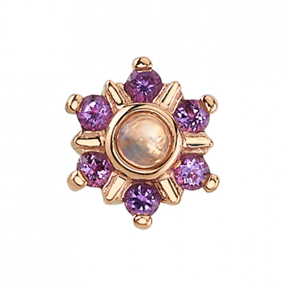 "Mini Toltec" Threaded End in Gold with Amethyst & Rainbow Moonstone