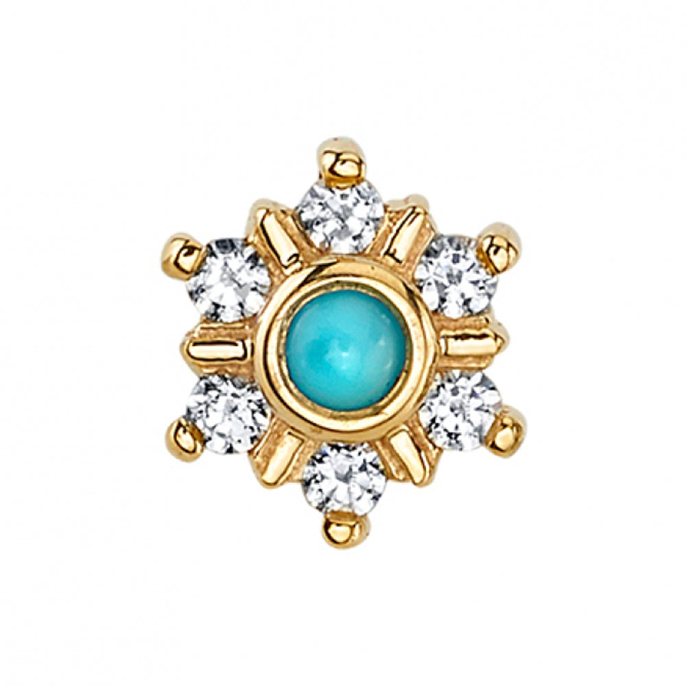 threadless: "Mini Toltec" Pin in Gold with Diamond & Turquoise