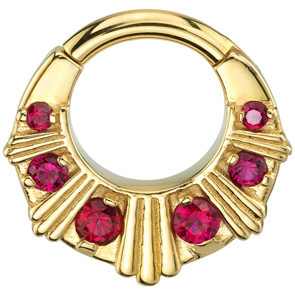 "Azval" Hinge Ring in Gold with Rubies