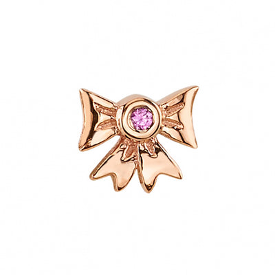 Gift Bow Threaded End in Gold with Pink Sapphire