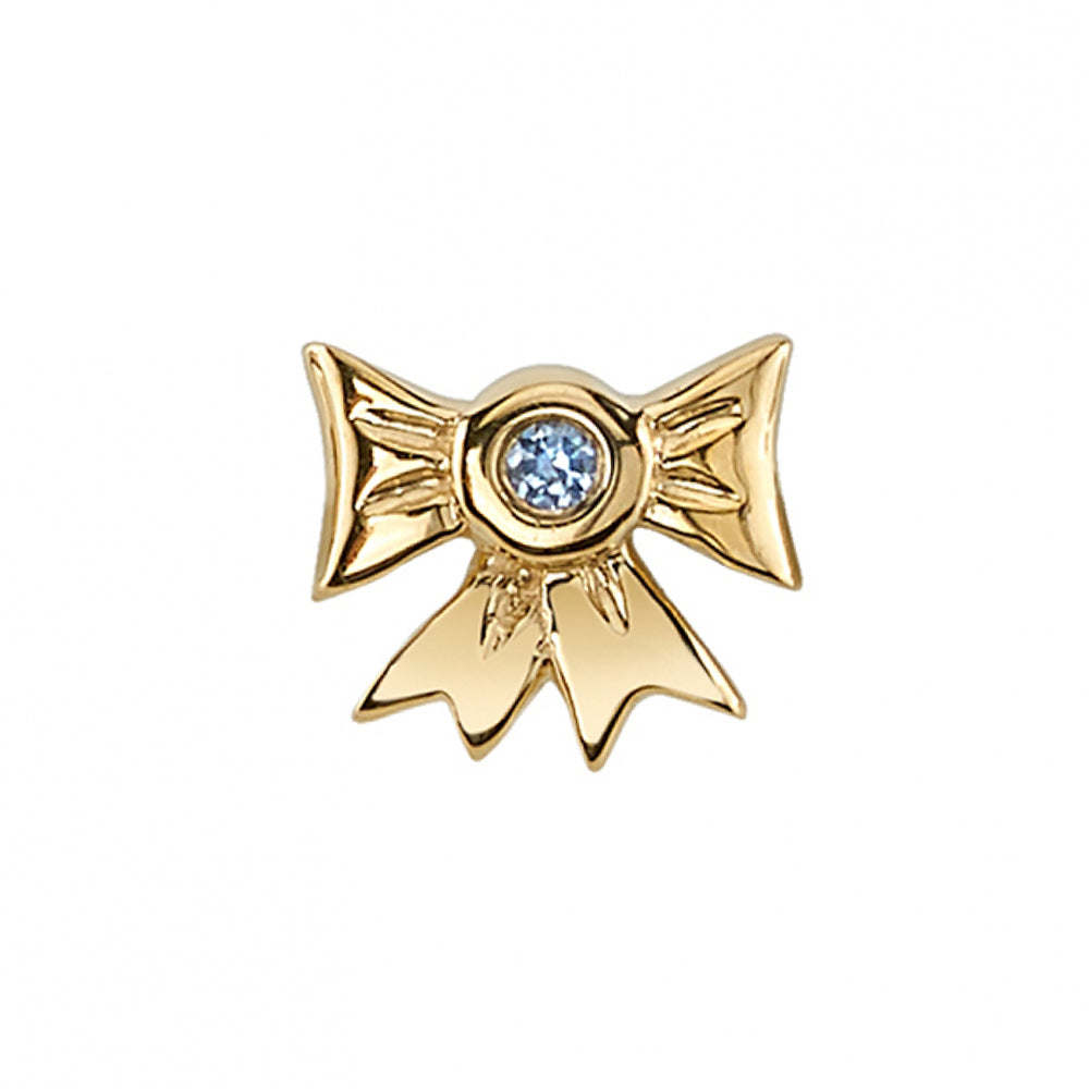 threadless: Gift Bow Pin in Gold with Polar Sapphire