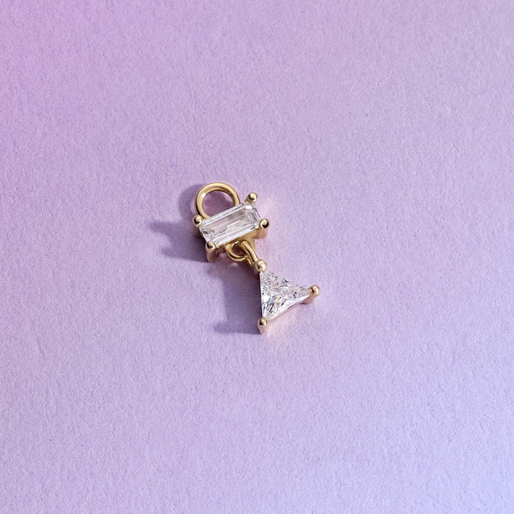 "Run It Back" Charm in Gold with White CZ's