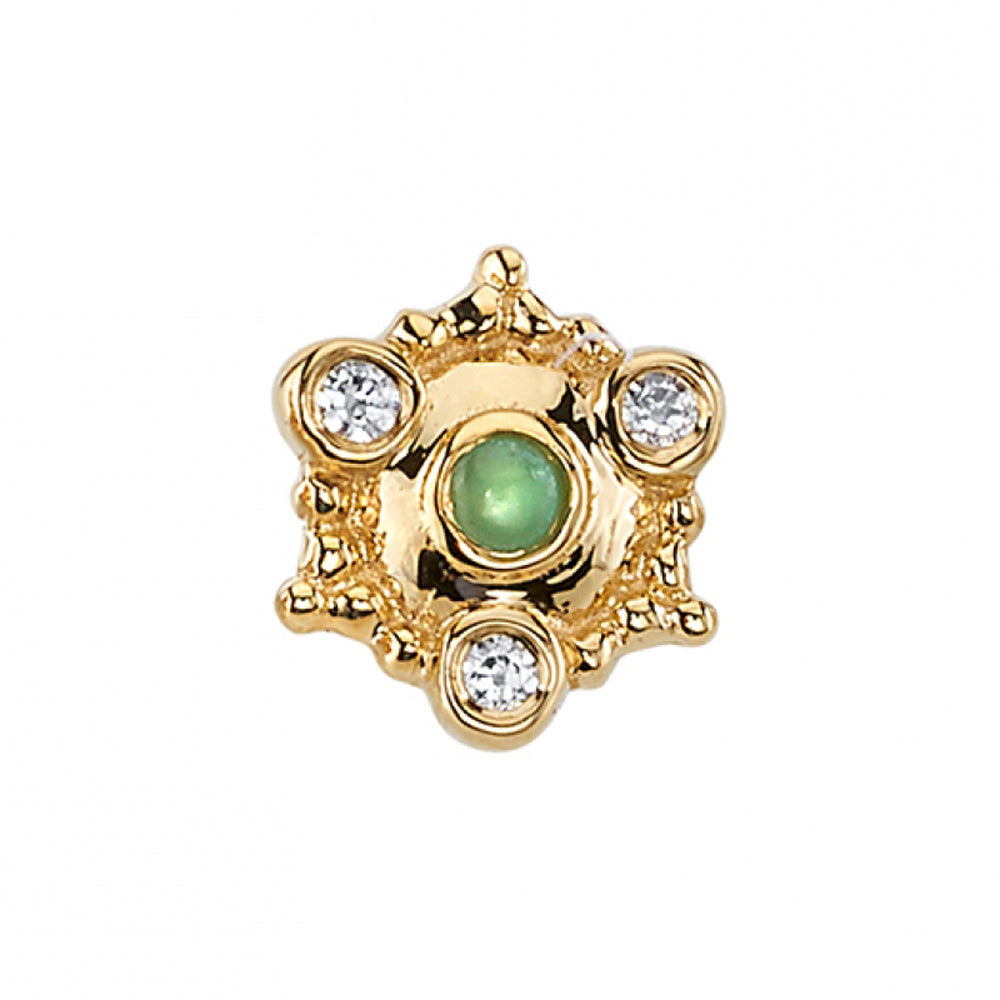 "Micro Colombo" Threaded End in Gold with Chrysoprase & DIAMONDS