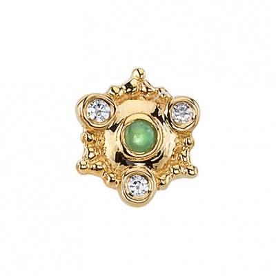 "Micro Colombo" Threaded End in Gold with Chrysoprase & DIAMONDS