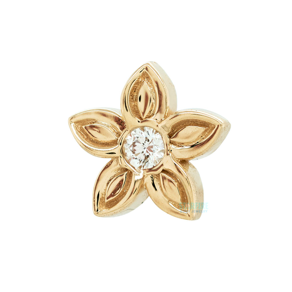 Hibiscus Threaded End in Gold with DIAMOND