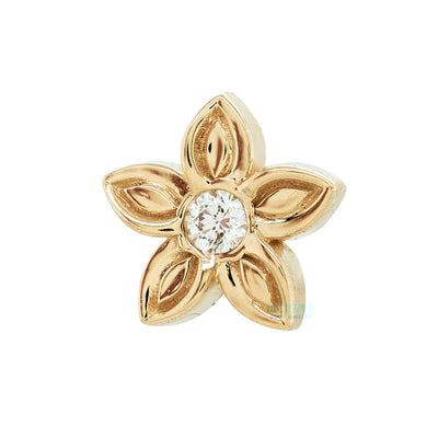 Hibiscus Threaded End in Gold with DIAMOND