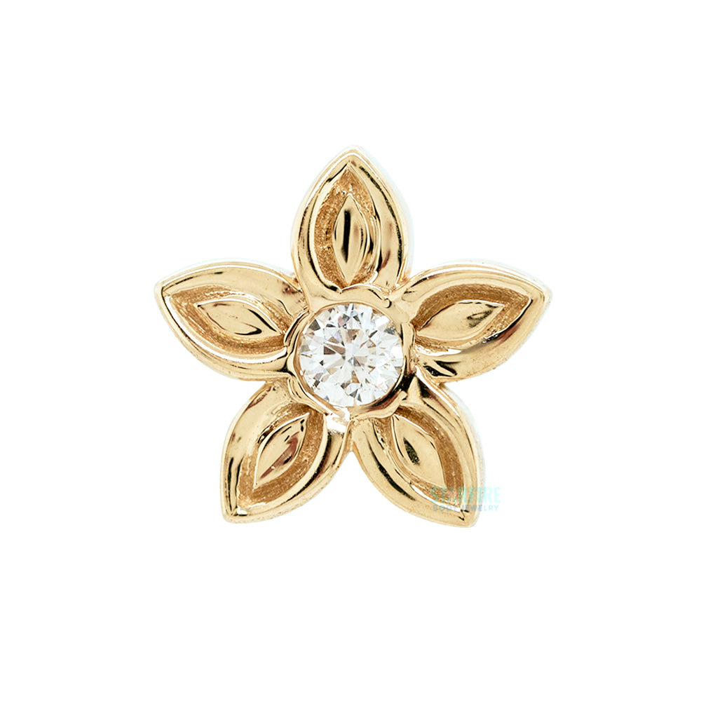 Hibiscus Threaded End in Gold with DIAMOND
