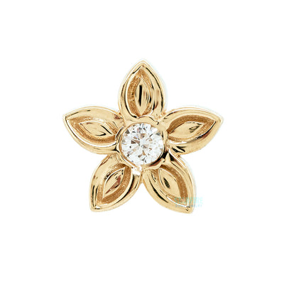 Hibiscus Threaded End in Gold with DIAMOND