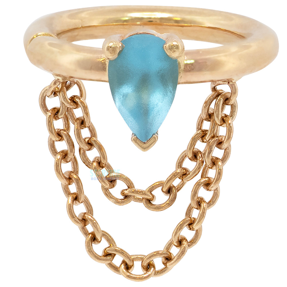 "Call Me" Hinge Ring in Gold & Platinum with Sandblasted Swiss Blue Topaz
