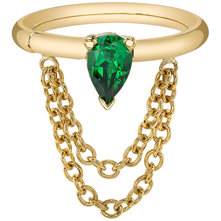 "Call Me" Hinge Ring in Gold with Chrome Tsavorite