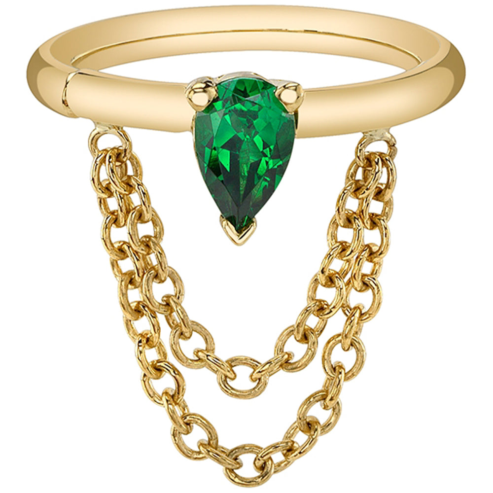 "Call Me" Hinge Ring in Gold with Chrome Tsavorite
