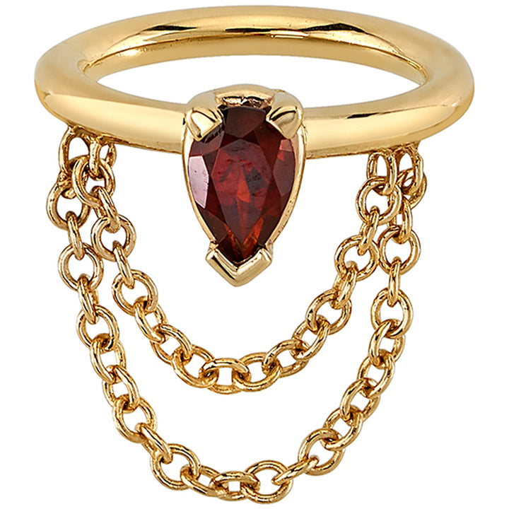 "Call Me" Hinge Ring in Gold & Platinum with Garnet