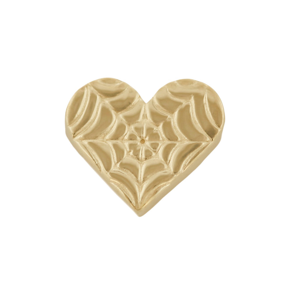 Spider Web Heart Threaded End in Gold