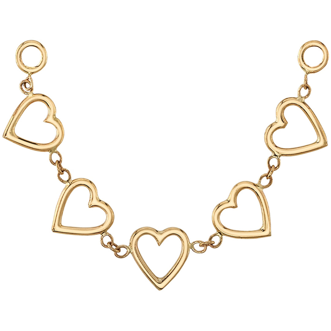 "String of Hearts" Chain Attachment in Gold