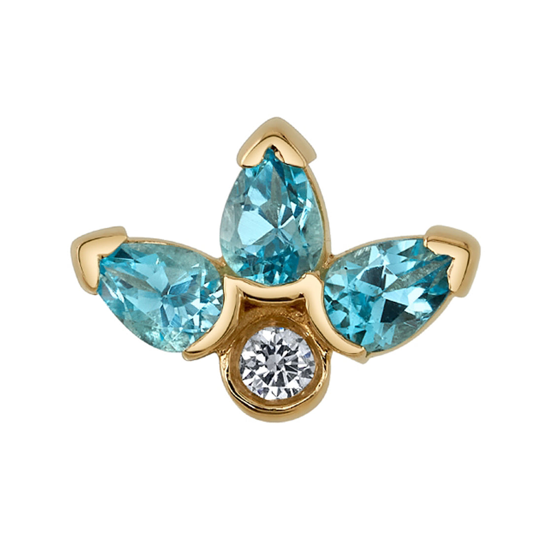 "Julia" Threaded End in Gold with Swiss Blue Topaz & Diamond