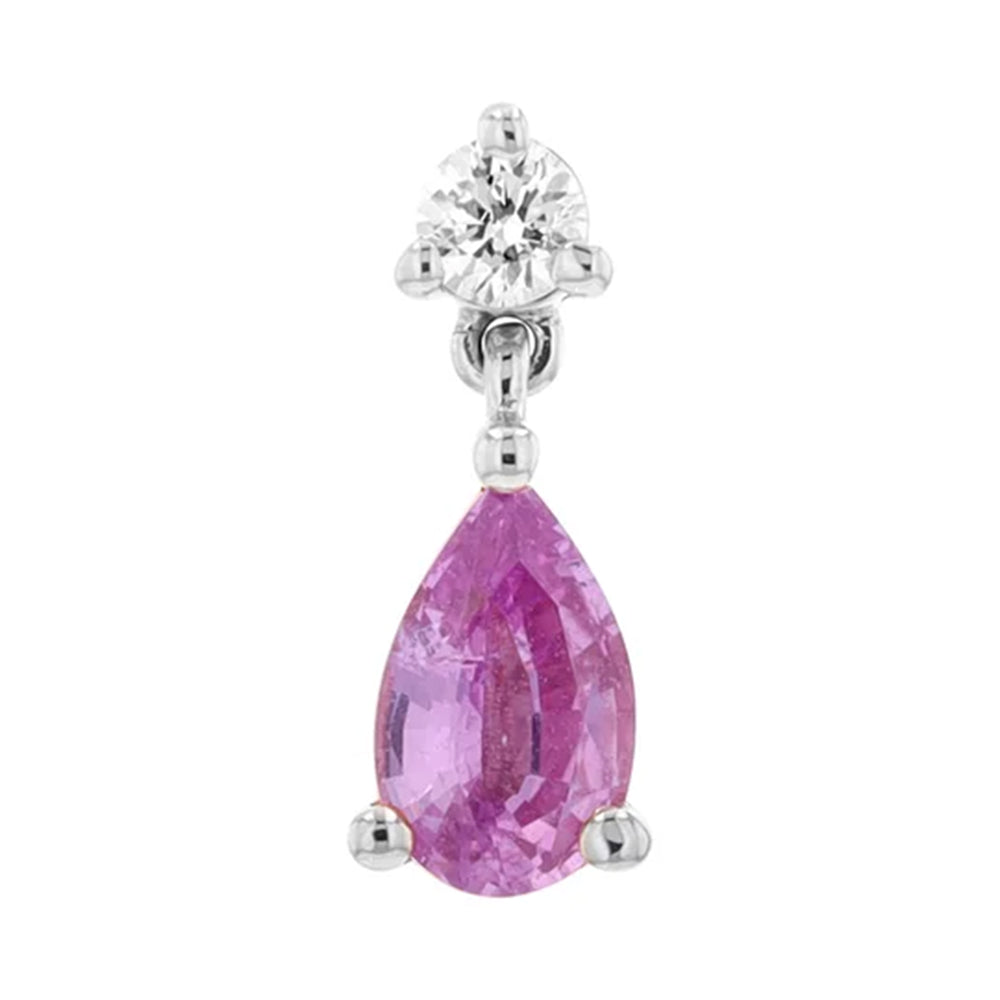threadless: "Scarlett" Pear End in Gold with Pink Sapphire & Diamond