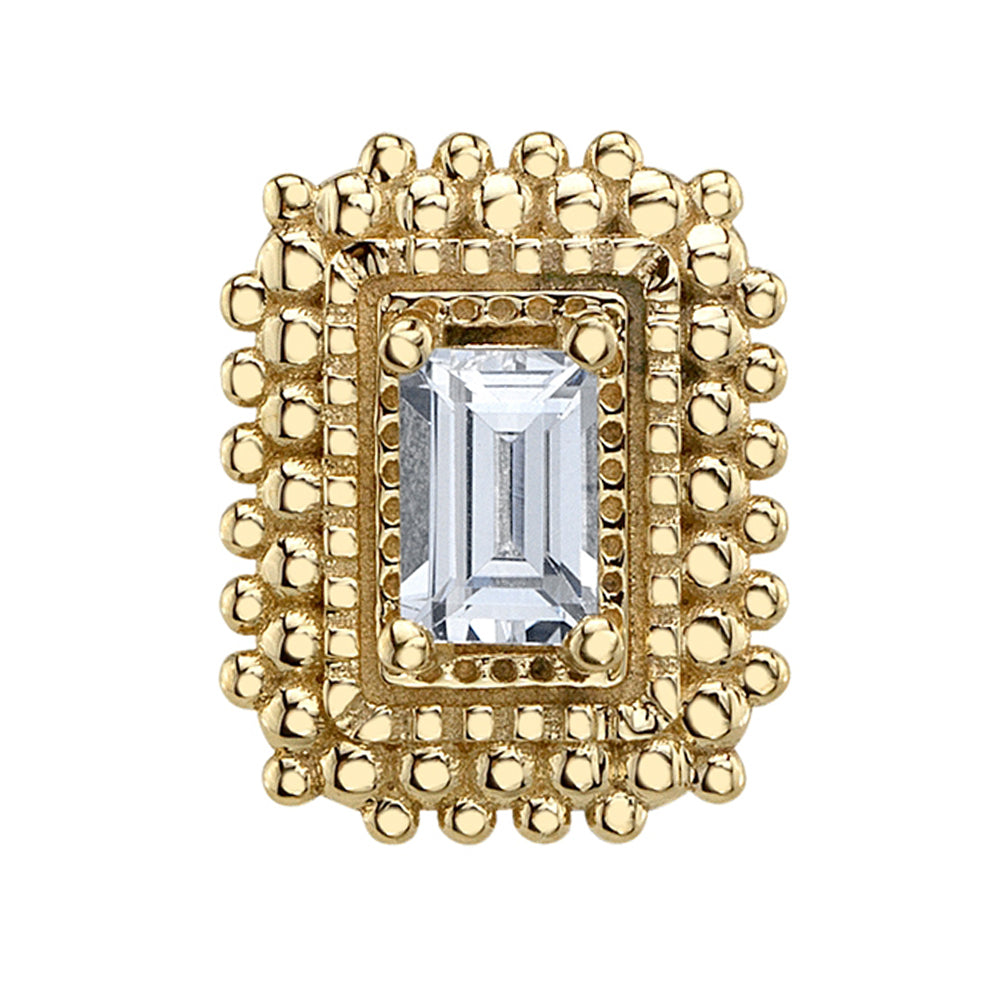 Afghan Baguette Threaded End in Gold & Platinum with White Sapphire