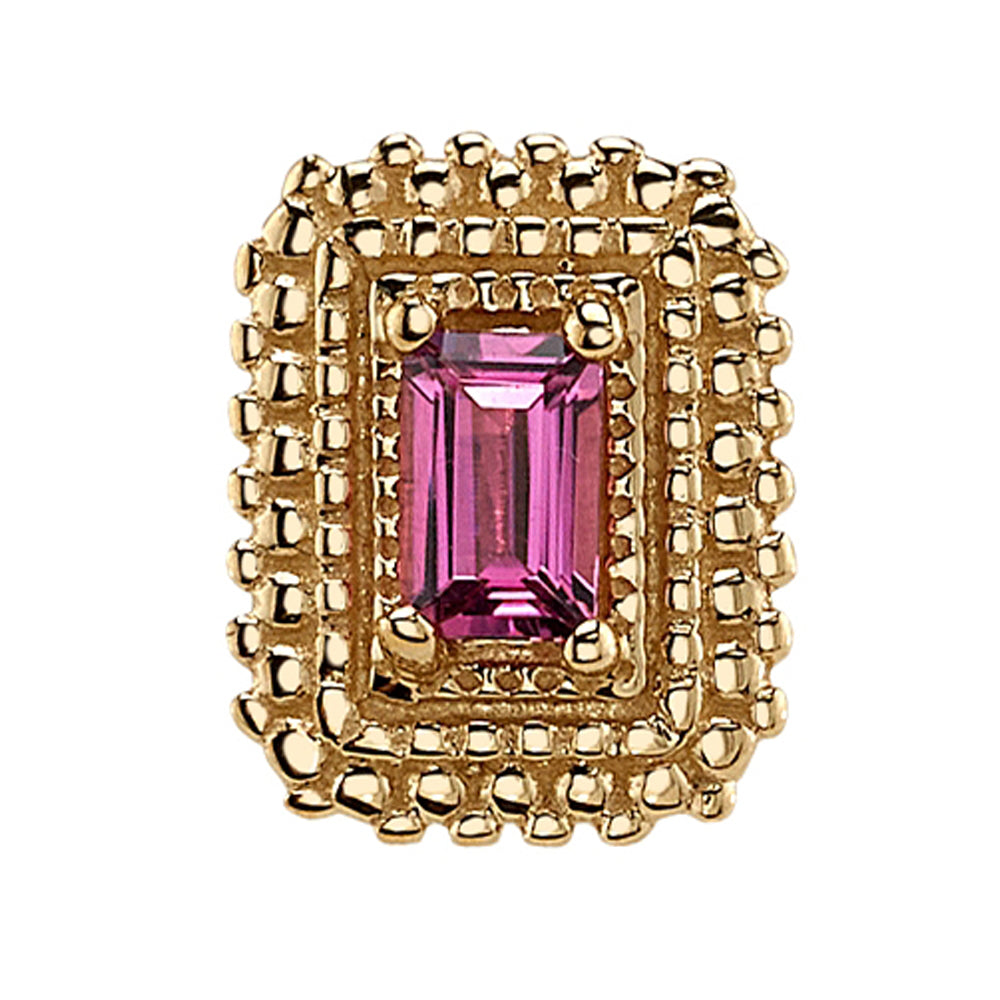 Afghan Baguette Threaded End in Gold with Pink Tourmaline