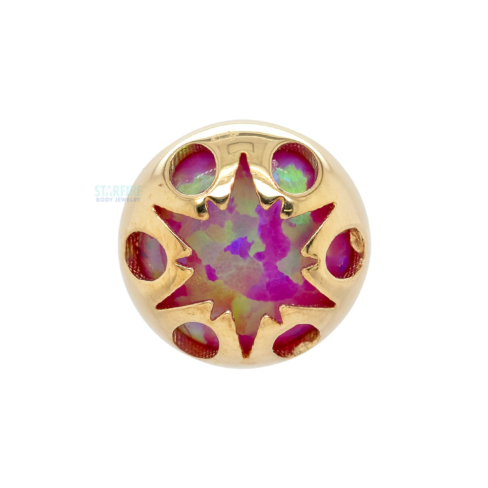 "Luminary" Threaded End in Yellow Gold with Opal