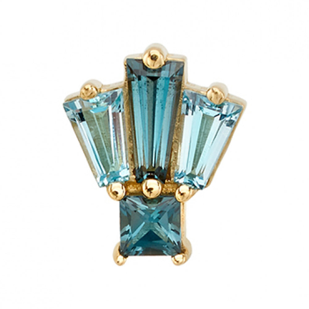 "Novi Princess" Threaded End in Gold with Swiss Blue Topaz & London Blue Topaz