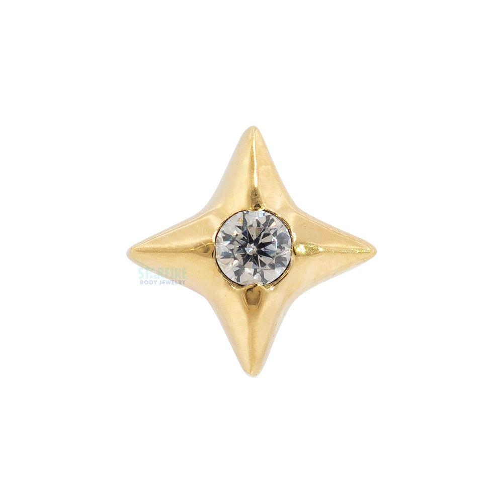 threadless: "Polaris" End in Gold with Brilliant-Cut Gem