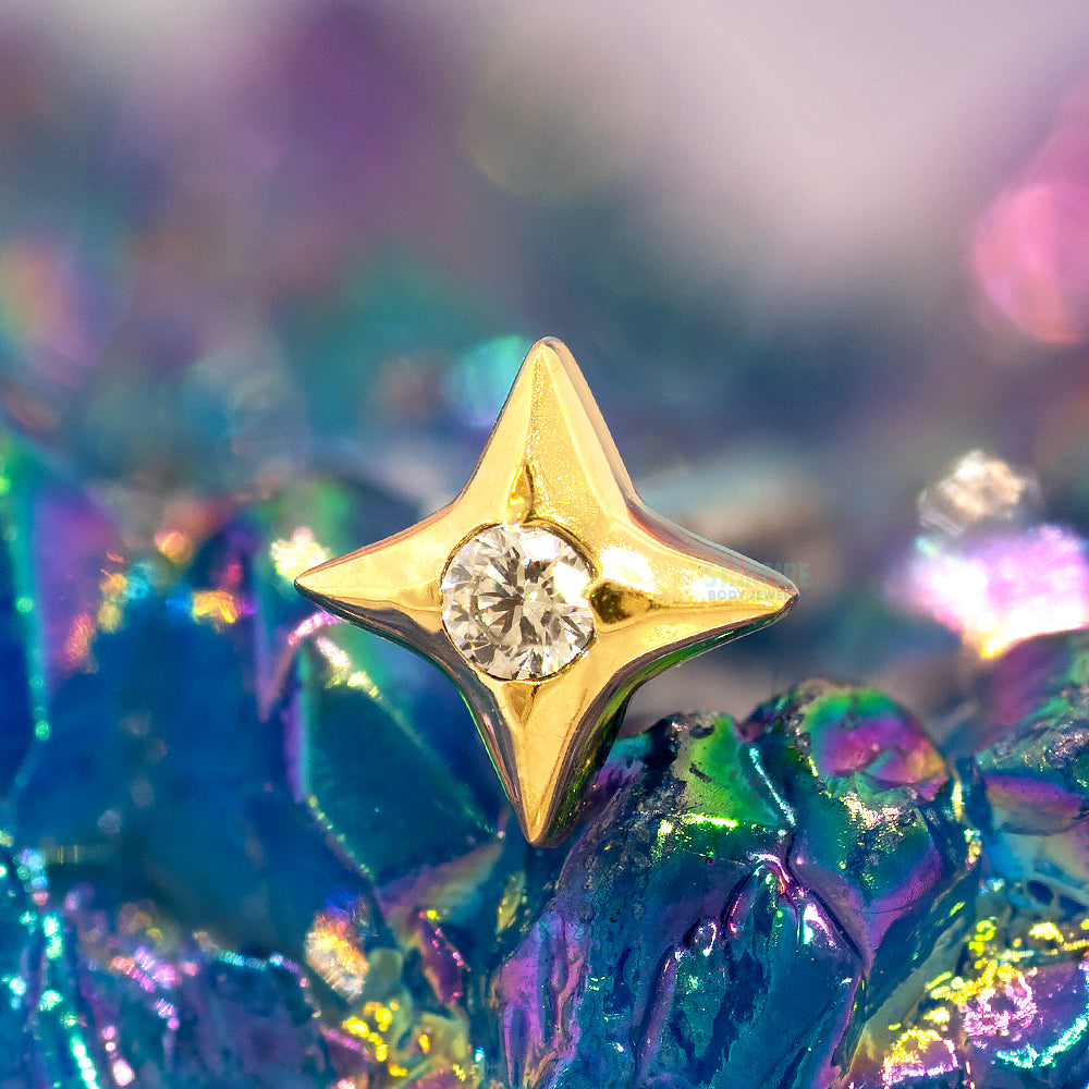 threadless: "Polaris" End in Gold with Brilliant-Cut Gem