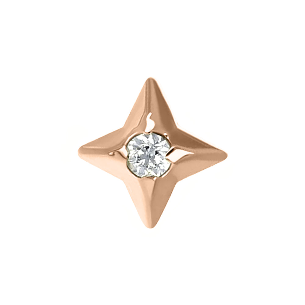 "Polaris" Threaded End in Rose Gold with Brilliant-Cut Gem