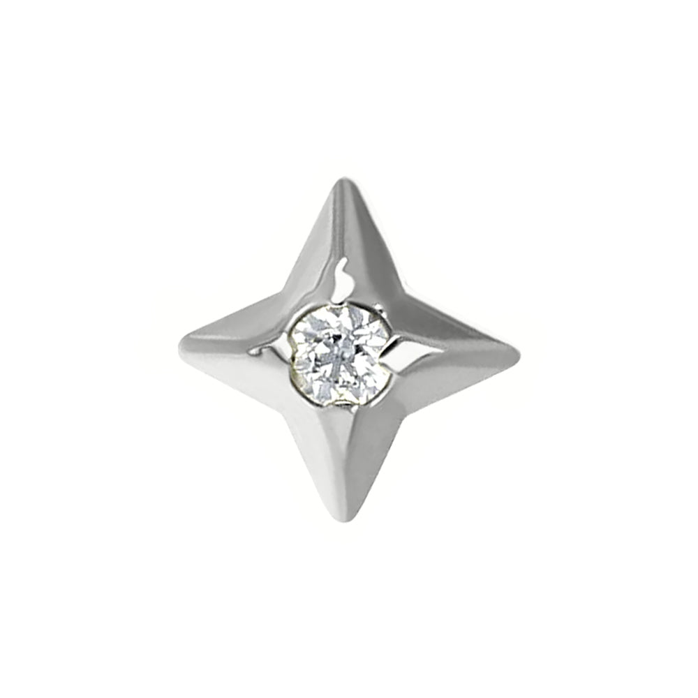 "Polaris" Threaded End in White Gold with Brilliant-Cut Gem