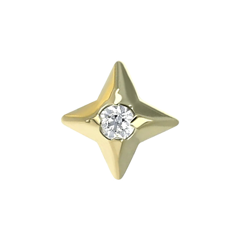 "Polaris" Threaded End in Gold with Brilliant-Cut Gem