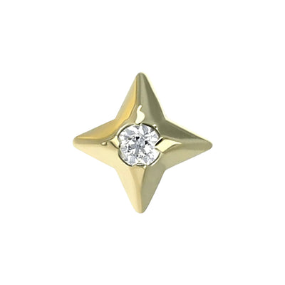 "Polaris" Threaded End in Yellow Gold with Brilliant-Cut Gem