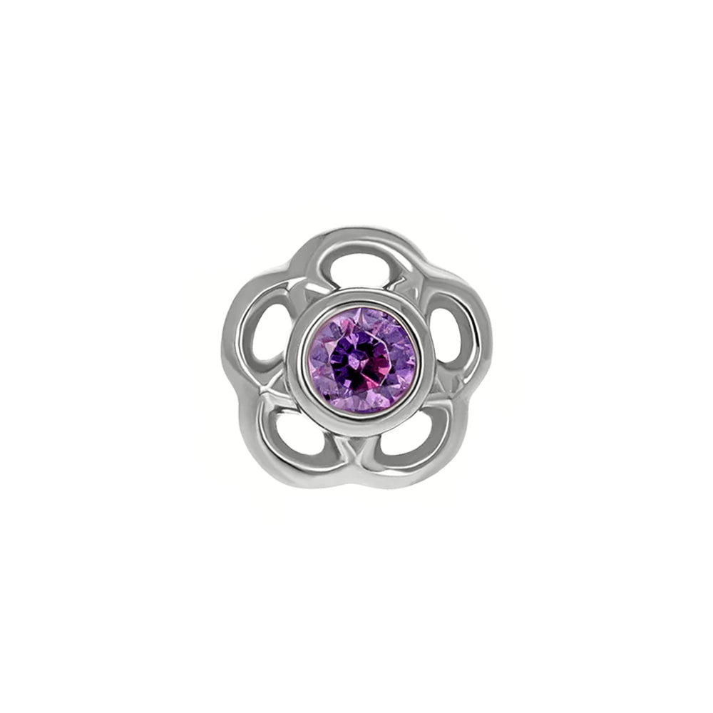 1.5mm "Tama" Threaded End in White Gold with Brilliant-Cut Gem