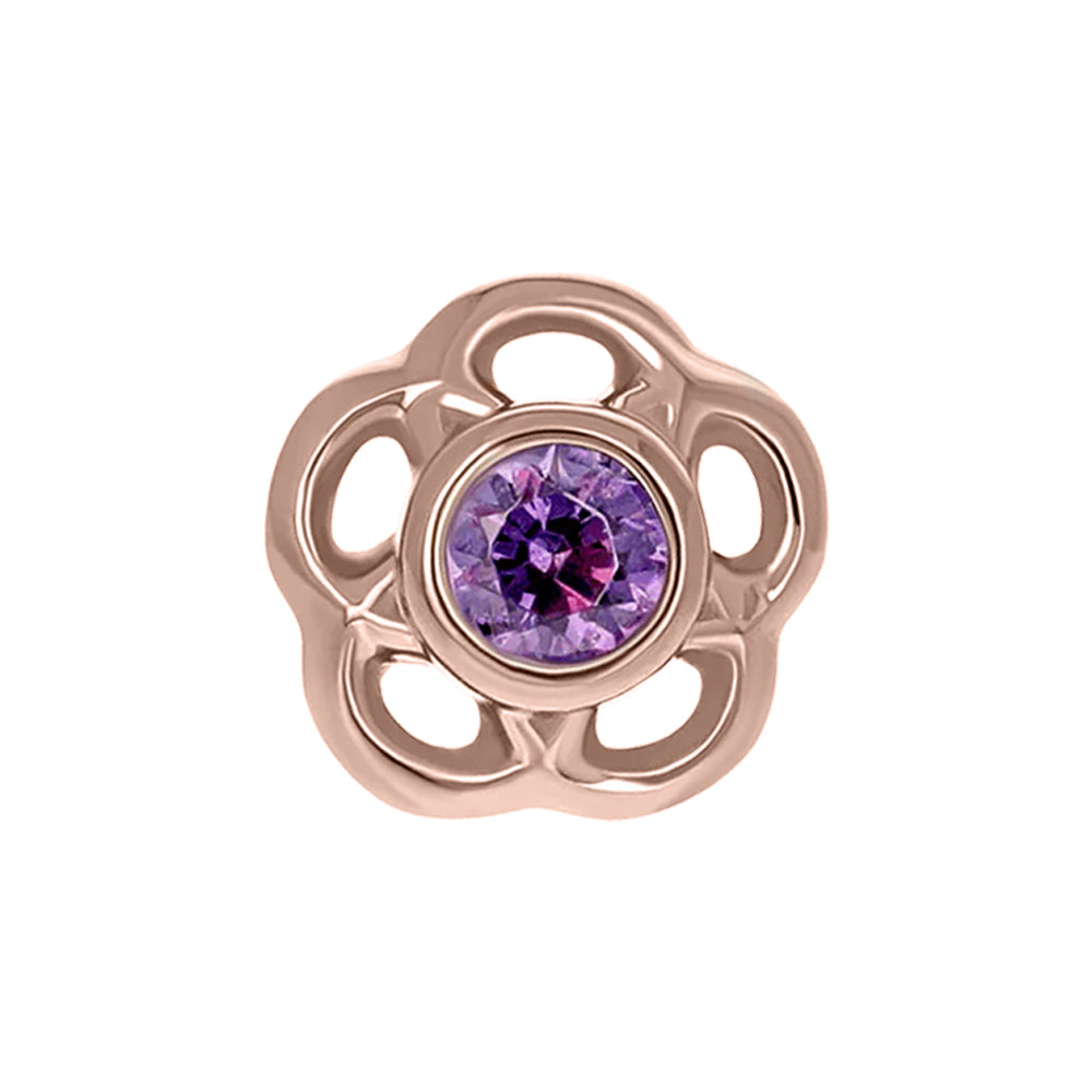 2mm "Tama" Threaded End in Rose Gold with Brilliant-Cut Gem