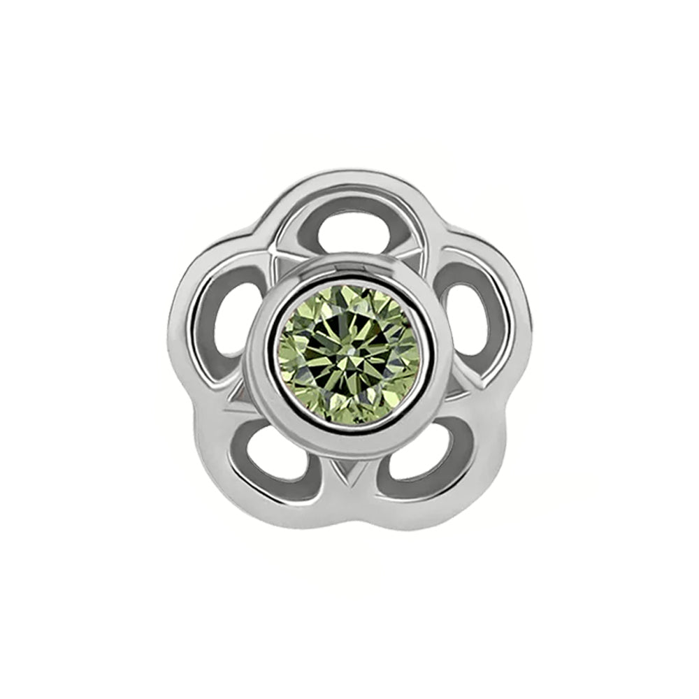 2mm "Tama" Threaded End in White Gold with Brilliant-Cut Gem