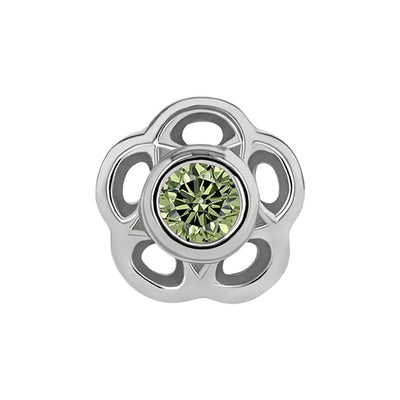 2mm "Tama" Threaded End in White Gold with Brilliant-Cut Gem