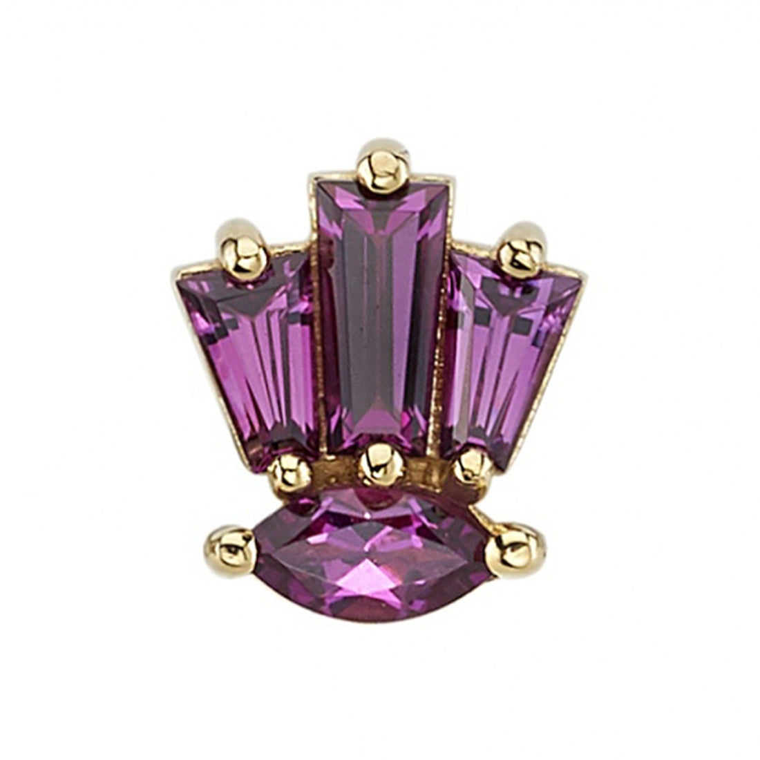 "Novi Marquise" Threaded End in Gold with Rhodolite