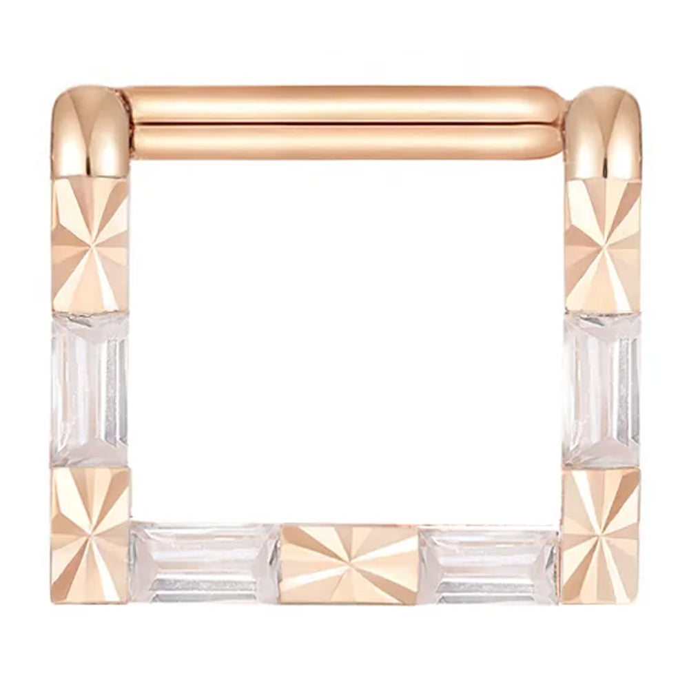 "Matter of Fact" Hinge Ring / Clicker in Gold with White CZ's