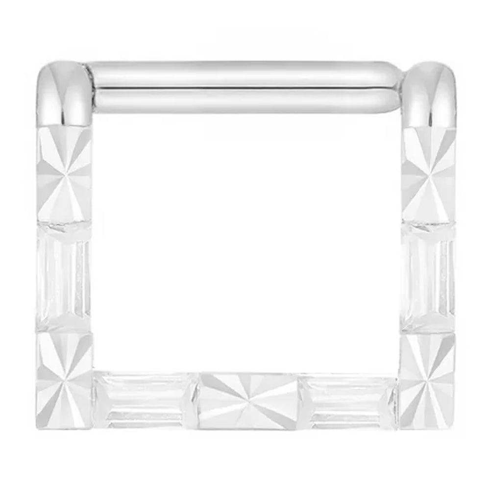 "Matter of Fact" Hinge Ring / Clicker in Gold with White CZ's