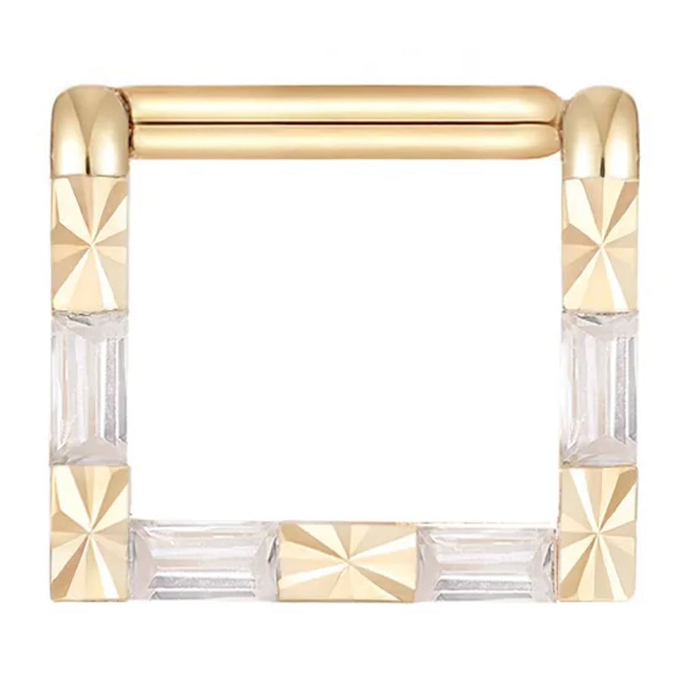 "Matter of Fact" Hinge Ring / Clicker in Gold with White CZ's