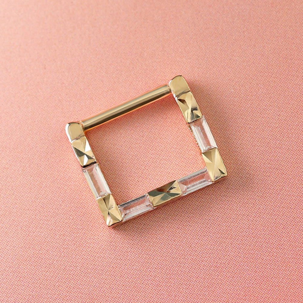 "Matter of Fact" Hinge Ring / Clicker in Gold with White CZ's