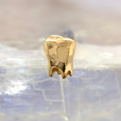 Tooth Threaded End in Gold