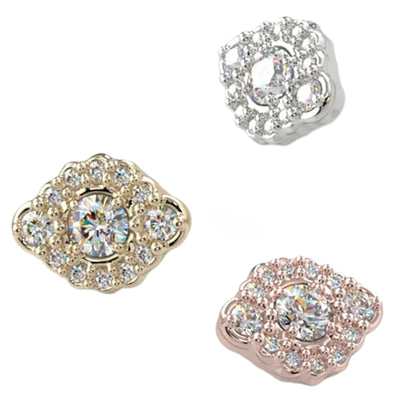 "Charlotte" Threaded End in Gold & Platinum with CZ's