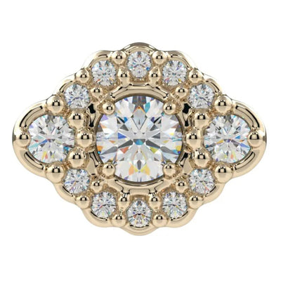 "Charlotte" Threaded End in Gold & Platinum with CZ's