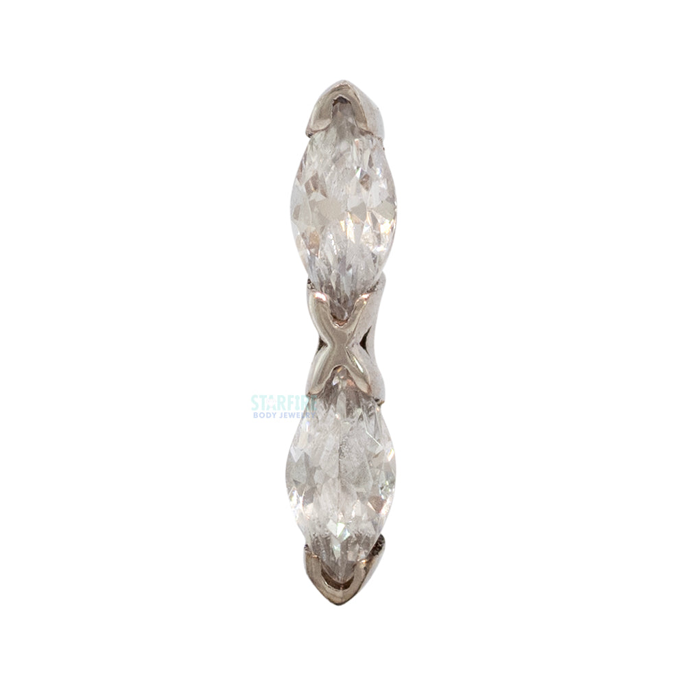 "Marquise Kiss" Threaded End in Gold & Platinum with CZ's