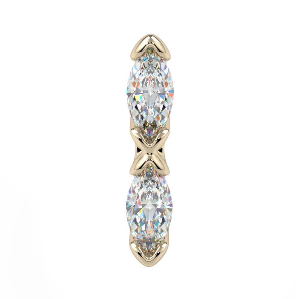 "Marquise Kiss" Threaded End in Gold & Platinum with CZ's