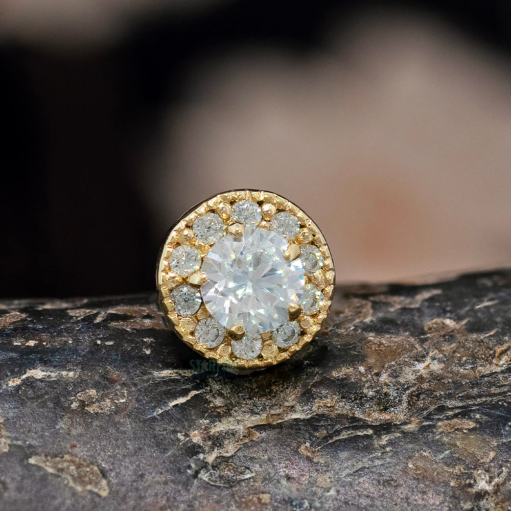 "Catherine" Threaded End in Gold & Platinum with CZ's