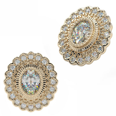 "Isabella" Threaded End in Gold & Platinum with CZ's