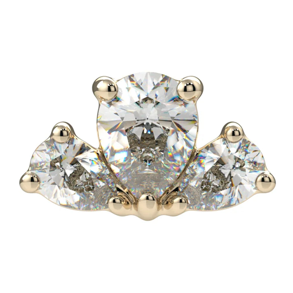 "Amelia" Threaded End in Gold & Platinum with CZ's