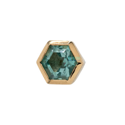 Hexagon Bezel-Set Threaded End in Gold with Mint Beryl